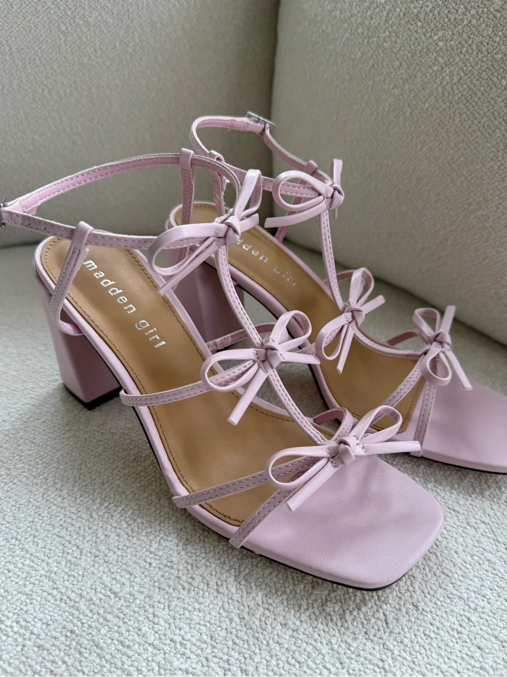 Madden Girl Pink Strappy Block Heel Sandals